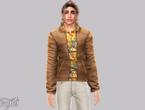 Adult - Casual Jacket Top With Argyle Shirt Layering