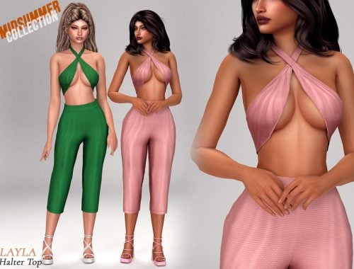 Layla - Cross-over Halter Top And Wide-leg Culottes