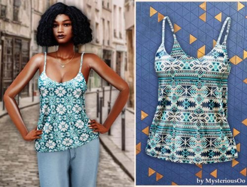 Printed Scoop Neck Tank Top