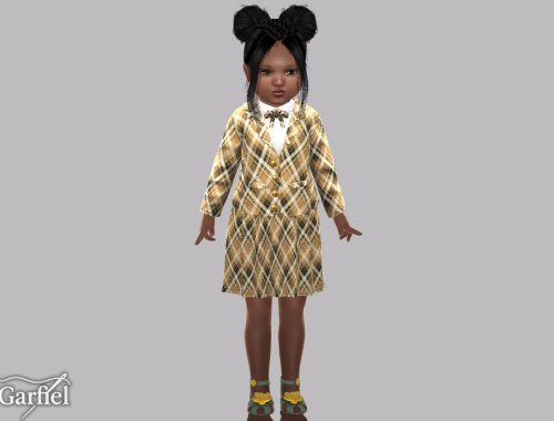 Toddler - Plaid Blazer Skirt Set With Bow Tie