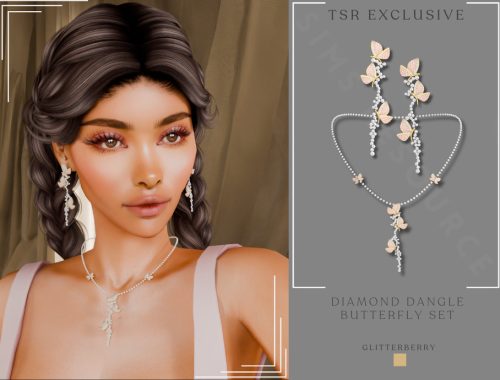 Diamond Dangle Butterfly Set