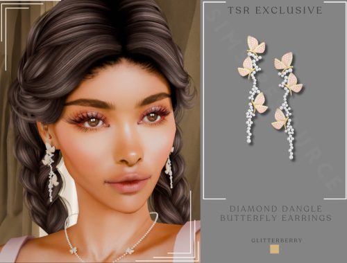 Diamond Dangle Butterfly Set