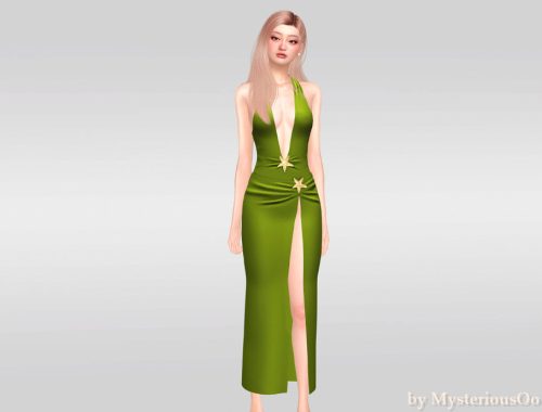 Coastal Escape - Starfish Slit Halter Cover-up Dress