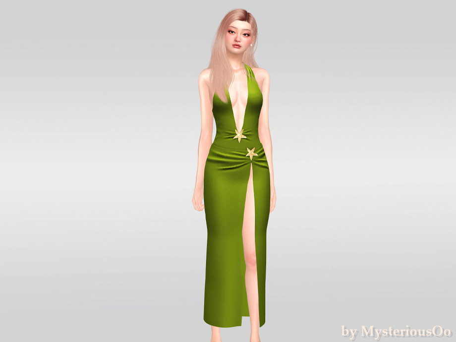 Coastal Escape - Starfish Slit Halter Cover-up Dress - Image 2