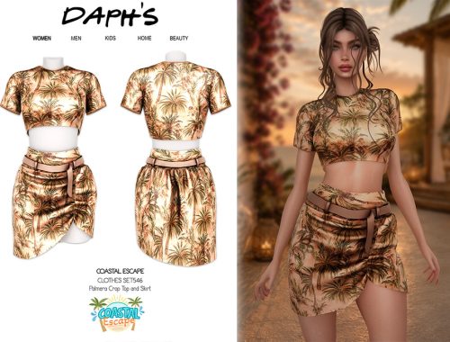 Coastal Escape - Palmera Crop Top And Skirt