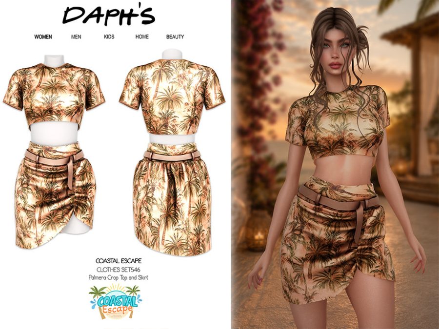 Coastal Escape - Palmera Crop Top And Skirt