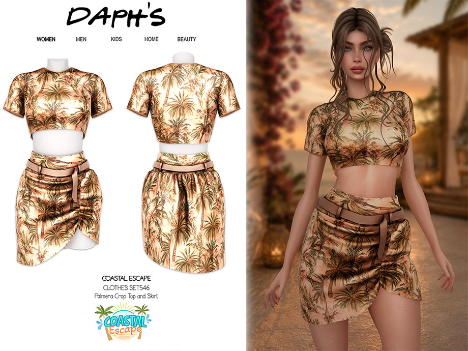 Coastal Escape - Palmera Crop Top And Skirt