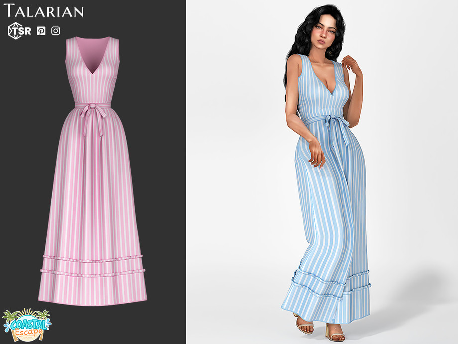 Georgina Striped Belted Maxi Dress