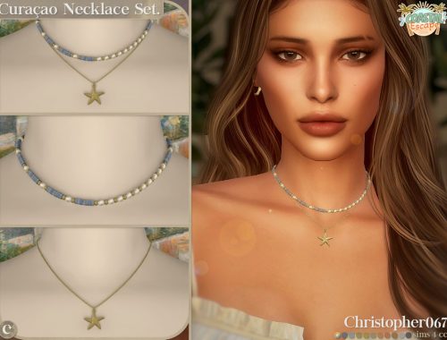 Curacao Necklace Set - Beaded Chain Starfish Pendant Layered Necklaces