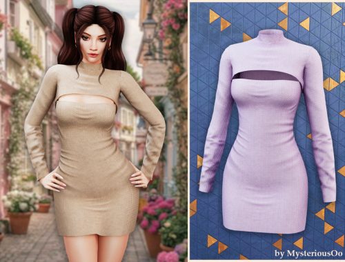 Cutout Mock Neck Mini Dress