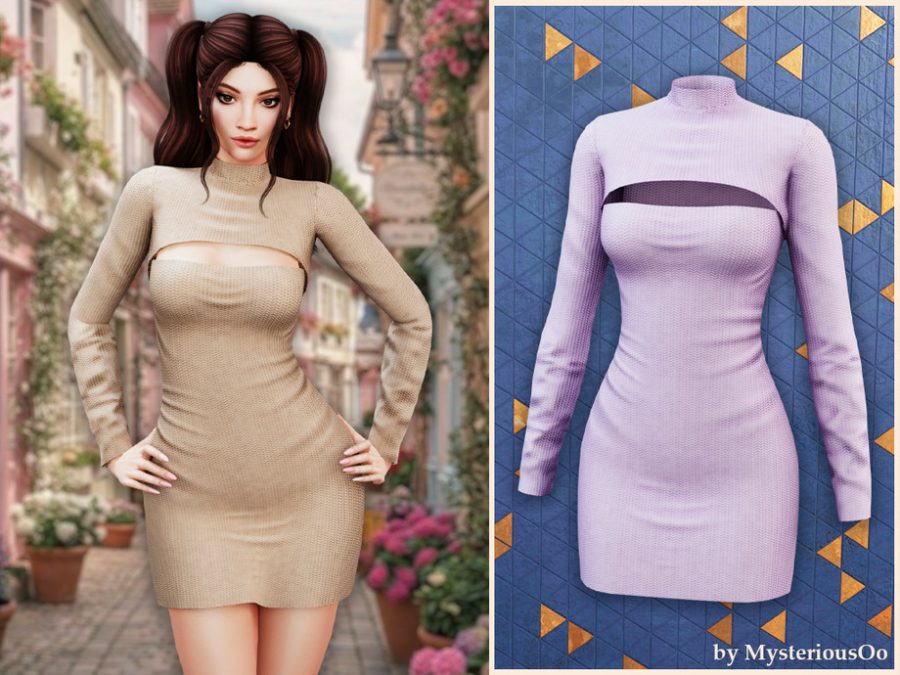 Cutout Mock Neck Mini Dress