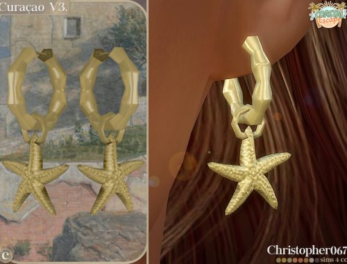 Curacao Earrings Set - Beaded Ring And Starfish Charm Hoop Earrings