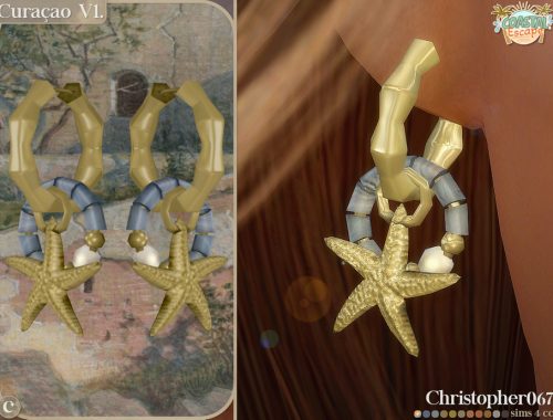 Curacao Earrings Set - Beaded Ring And Starfish Charm Hoop Earrings