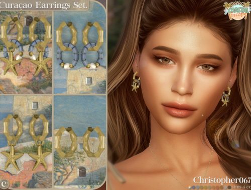 Curacao Earrings Set - Beaded Ring And Starfish Charm Hoop Earrings