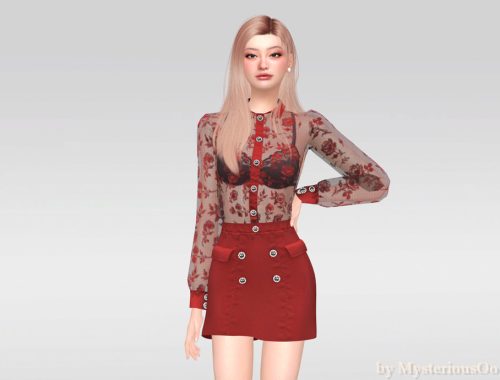Sheer Lace Button Blouse