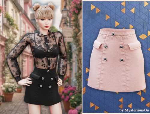 Pearl Button Mini Skirt