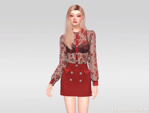 Pearl Button Mini Skirt