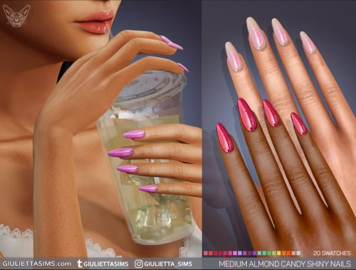 Candy Shiny Nails In Medium Almond And Stiletto Shapes