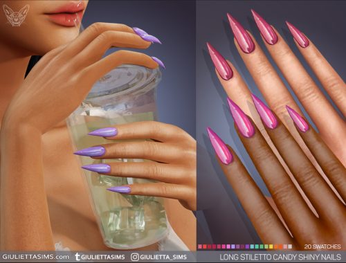 Candy Shiny Nails In Medium Almond And Stiletto Shapes