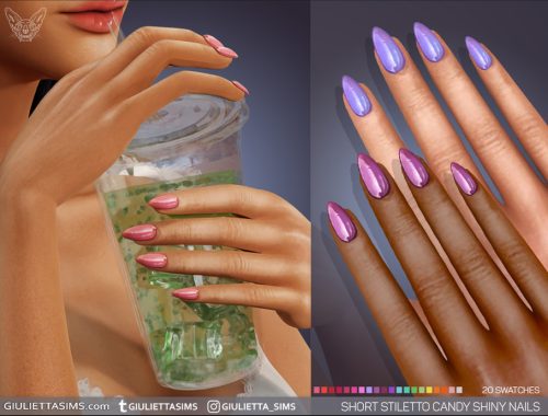 Candy Shiny Nails In Medium Almond And Stiletto Shapes