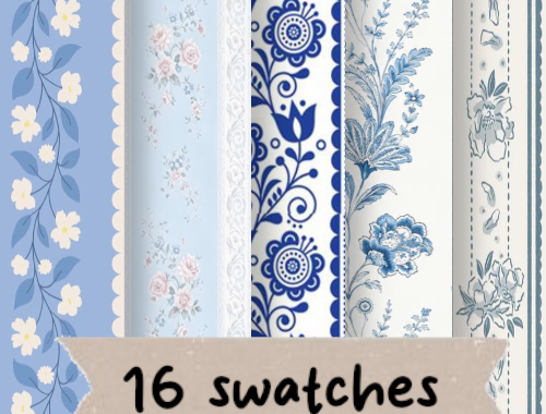 Vintage Love Wallpaper Blue Floral Borders