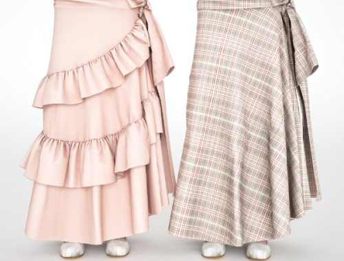 Long Ruffled Cotton Poplin Skirt