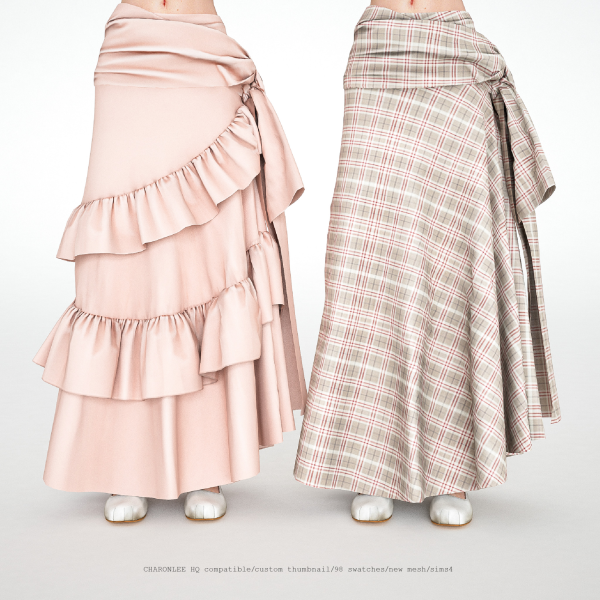 Long Ruffled Cotton Poplin Skirt