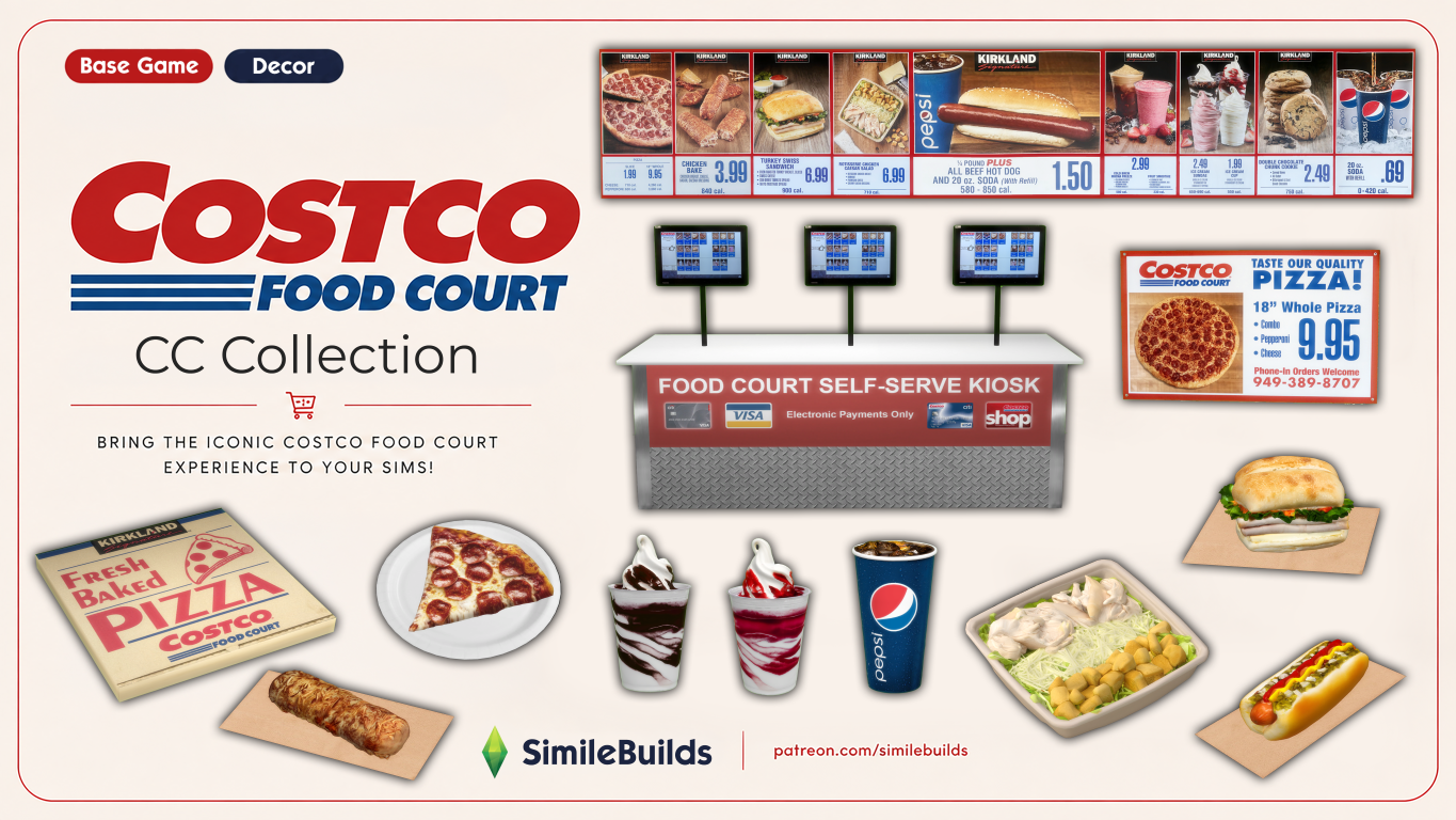 The Sims 4 Costco Food Court 🌭CC Collection