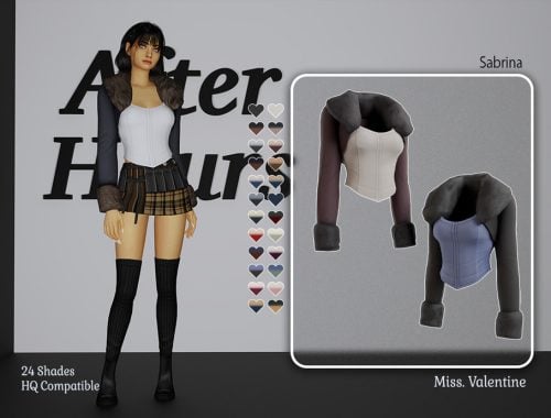 Sabrina Corset Top And Bolero Top With Fur Neck