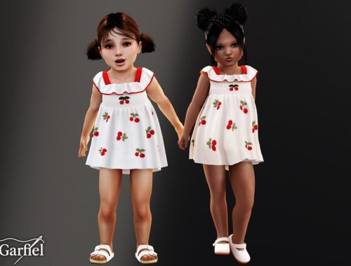 Toddler - Sweet Cherry Sundress With Ruffle Neckline Detail
