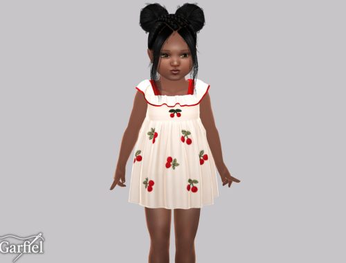 Toddler - Sweet Cherry Sundress With Ruffle Neckline Detail