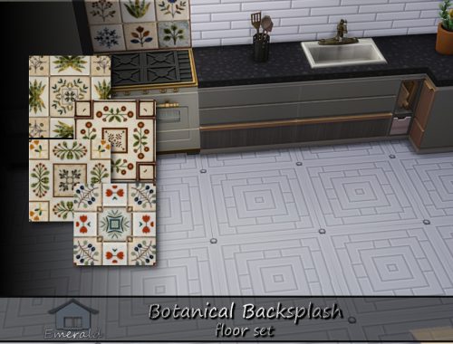 Botanical Backsplash Floor Set