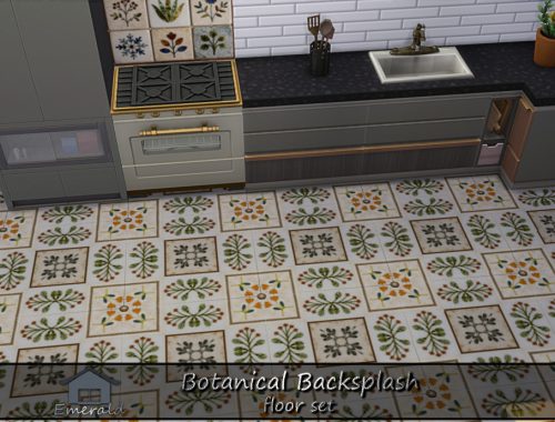 Botanical Backsplash Floor Set