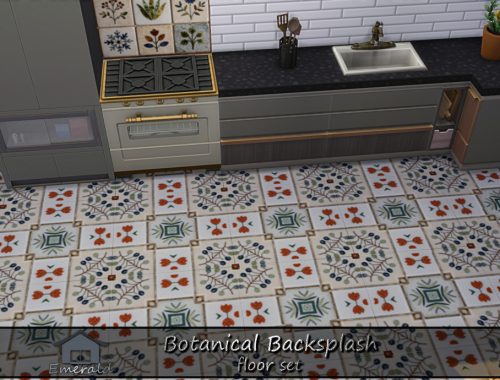 Botanical Backsplash Floor Set