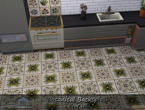 Botanical Backsplash Floor Set