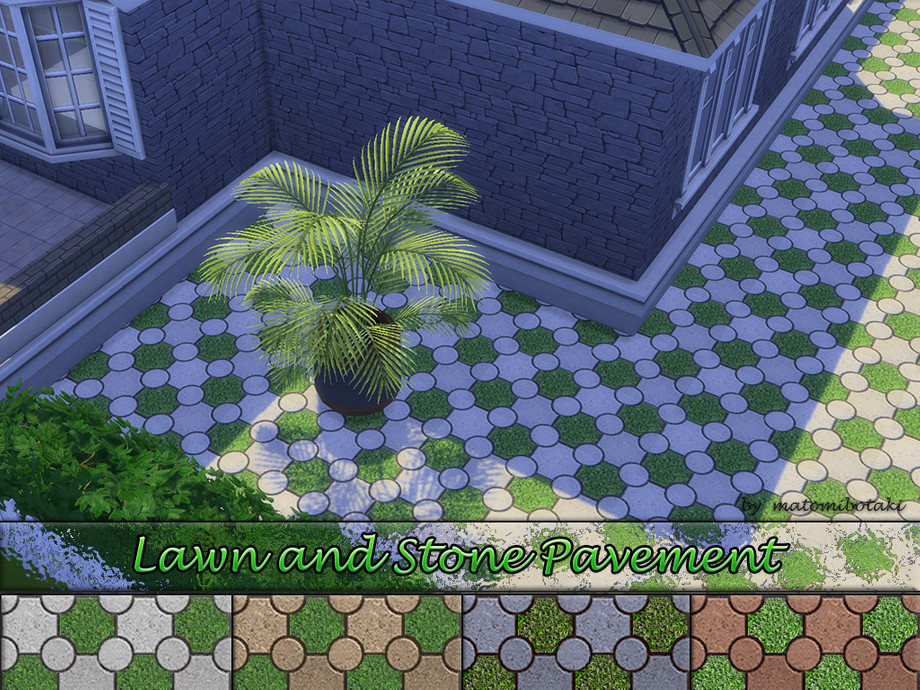 Lawn And Stone Pavement