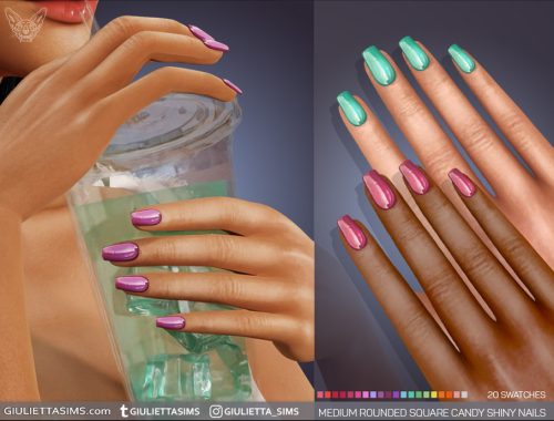 Candy Shiny Nails In Medium Square And Short Almond Shapes
