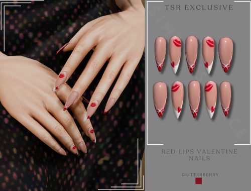 Red Lips Valentine Stiletto Nails