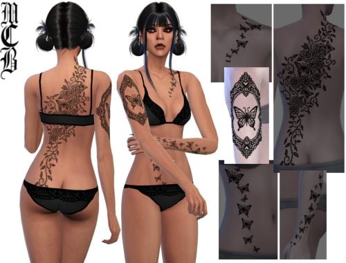 Butterfly In Frame Right Upper Arm Tattoo