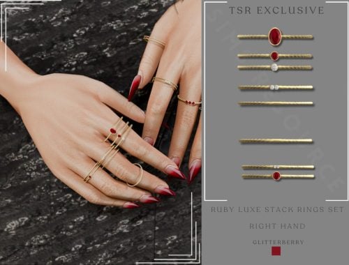 Ruby Luxe Ring Stack Set - Right Hand