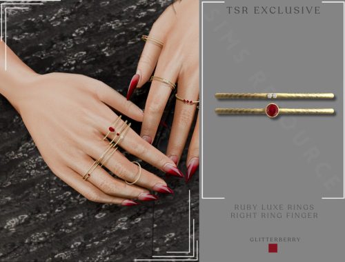 Ruby Luxe Ring Stack Set - Right Hand