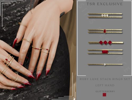 Ruby Luxe Stack Rings Set - Left Hand