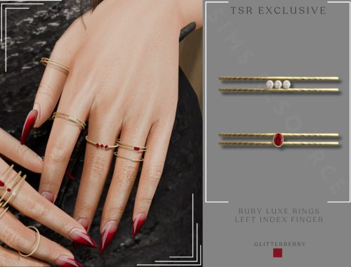 Ruby Luxe Stack Rings Set - Left Hand
