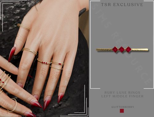 Ruby Luxe Stack Rings Set - Left Hand