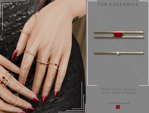 Ruby Luxe Stack Rings Set - Left Hand