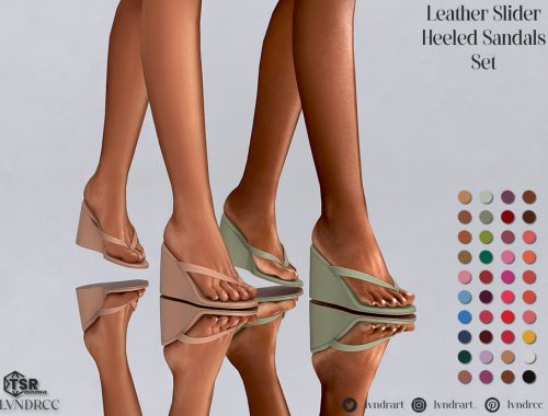 Leather Slider Heeled Sandals Set