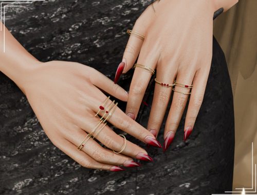 Ruby Luxe Ring Stack Set - Right Hand