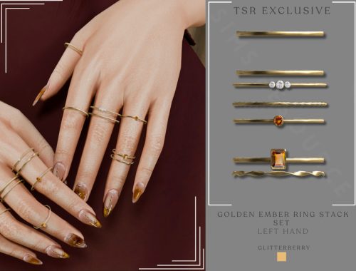 Golden Ember Ring Stack Set - Left Hand
