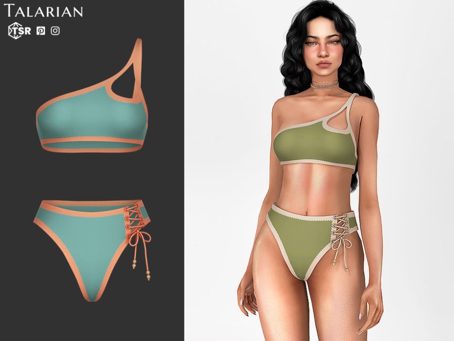 Aliza Asymmetrical Lace Up Bikini