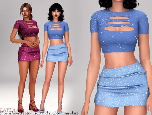 Layla - Stardust Crop Top And Skirt Set